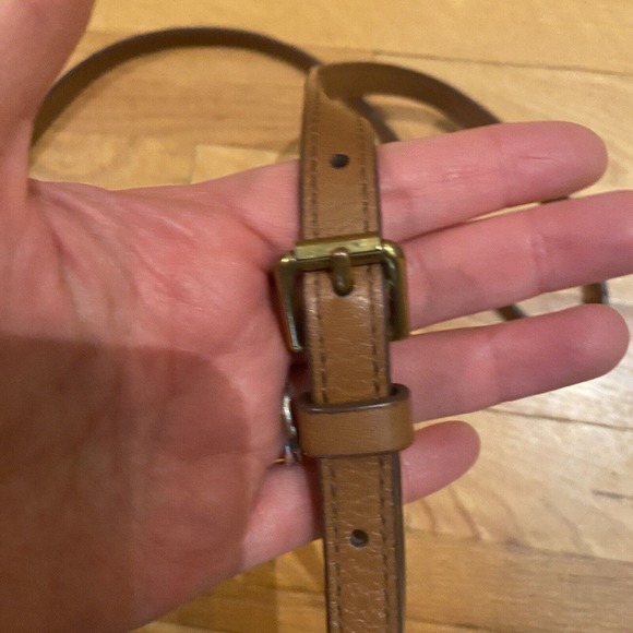 Vtg. Fossil Leather Crossbody Bag Purse Pocket Tan Carmel Brown Key Charm READ - Picture 11 of 15